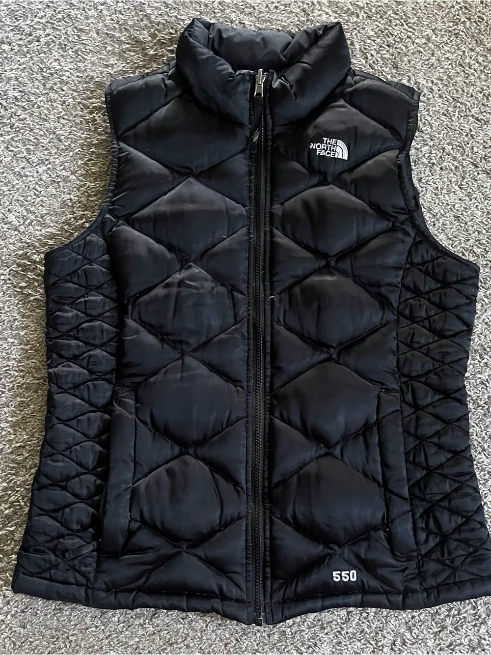 Women's Black The North Face 550 Down Puffer Vest Full Zip Size Medium Pockets